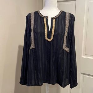 J. Jill Black Embroidered Tunic. Like New. Size SP.